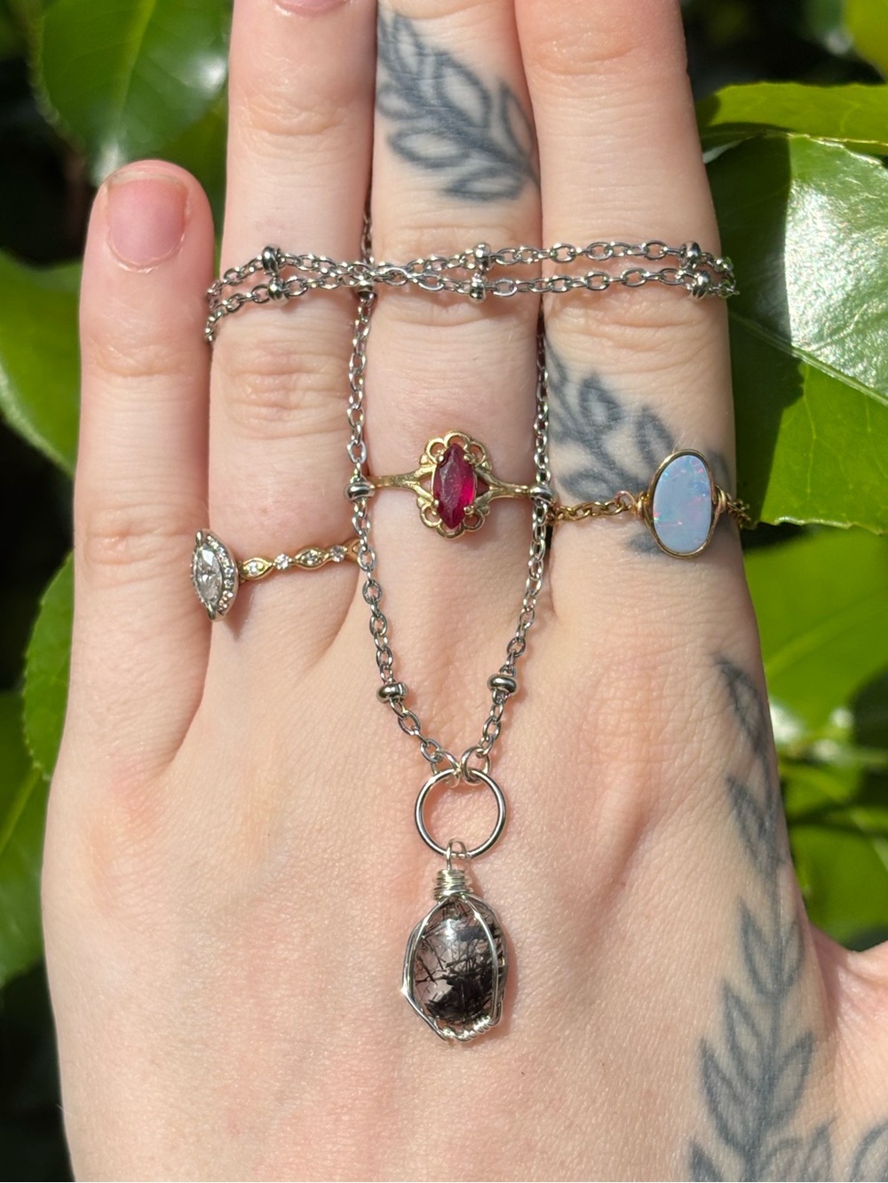 Black rutile charm necklace